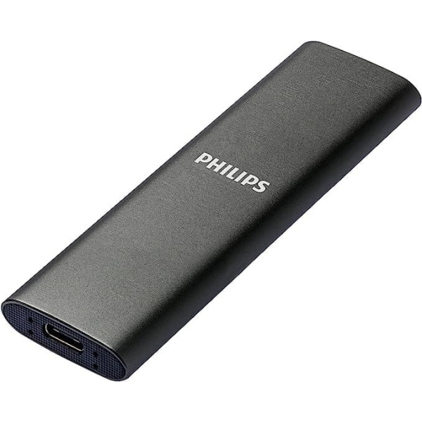 Philips Portable External SSD 250 GB - Ultra Slim SATA Ultra Speed USB-C - USB, Readable Snelheid Dead 540 MB/s, schrijfsnelheid tot 520 MB/s, Aluminium