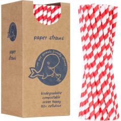 Papīra salmiņi BIO ekoloģiski PAPĪRA SALMIŅI 6 / 205mm - balti sarkani 250 gab.