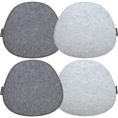 DuneDesign 4 ovāli filca sēdekļu spilveni 40 x 37 cm gaiši pelēki/pelēki