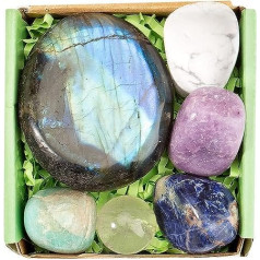 ‎Qiancannaor QianCannaor Crystal Healing Stones Set, Chakra Stones, Soothing, Anxiety & Stress Crystals Set with Labradorite Stone, Meditation, Reiki, Healing Crystal Gift Set