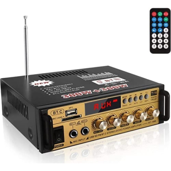 Etlephe mini pastiprinātājs HiFi pastiprinātājs Bluetooth 5.0 stereo audio 12V 220V 600W 2 kanālu LCD displejs augstas precizitātes pārnēsājams FM radio SD/USB kartes ieeja mājām vai automašīnai