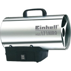 Einhell HGG 171 Niro Hot Air Generator (17 kW, 700 mbar Operating Pressure, 1000 m³/h Air Volume Flow, Piezo Ignition, Backfire Protection, Turbo Fan), Silver, Black
