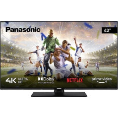 Panasonic TX-43MX600E, 43 collu 4K Ultra HD LED viedais televizors, augsta dinamiskā diapazona (HDR), Linux TV, Dolby Atmos un Dolby Vision, Google Assistant un Amazon Alexa atbalsts, Bluetooth, melns