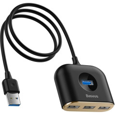 Adapteris HUB 4in1 USB Adapteris USB3.0 UZ USB3.0*1+USB2.0*3 1m Melns