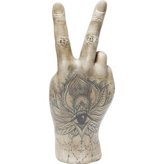 Kare 66174 Design Decorative Hand Victory Tattoo Eye 36 cm, Accessory for the Living Room, Peace Decorative Object, (H x W x D) 36 x 22 x 12 cm, Grey