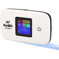 KuWFi Mobile Router with SIM Card Slot, Unlocked 150Mbps Car 4G WiFi Router Travel Router LTE Mobile WiFi Hotspot Support B1/B3/B7/B8/B20 Up to 10 WiFi Users
