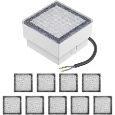 ledscom.de LED Paving Stone Recessed Floor Light CUS for Outdoor Use, IP67, Square, 10 x 10 cm, Cool White, Pack of 10