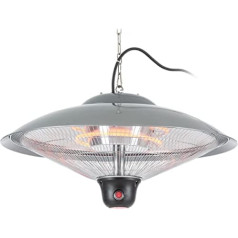 Blumfeldt griestu sildītājs infrasarkanais sildītājs oglekļa sildelements 3 siltuma iestatījumi 700 / 1300 / 2000 W LED apgaismojums Diametrs 60,5 cm Aizsardzības klase IP34 Pelēks