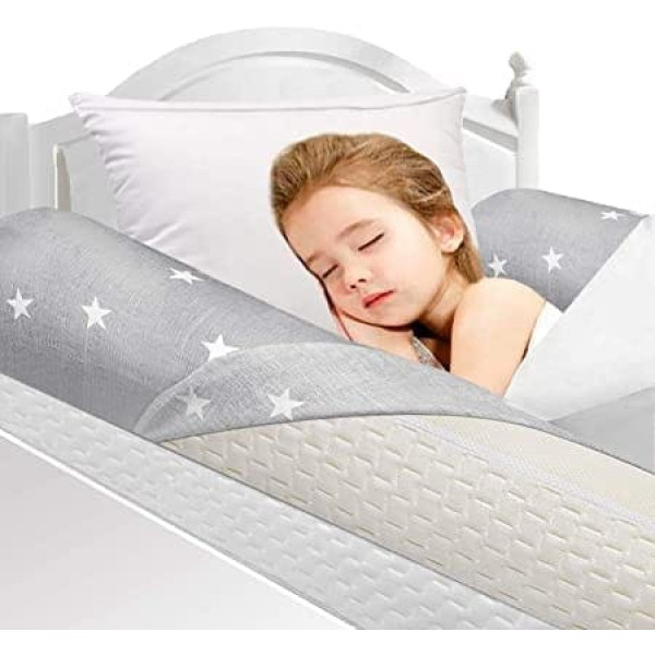 HBselect 2 gab Memory Foam Gumijas gultas buferi ar 2 noņemamiem pārvalkiem, kas paredzēti maziem bērniem, pilnībā mīkstas gultas malas aizsardzība pret kritienu, 132 x 18 x 11,5 cm viena vai dubultā iepakojumā, balts