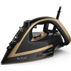 Tefal FV8064 Puregliss tvaika gludeklis | 3000 vati | 280 g/min tvaika plīsums | 0-50 g/min Mainīgs tvaiks | Vertikālais tvaiks | Durilium AirGlide Autoclean Zole | Micro Calc filtrs | Melns/zelts