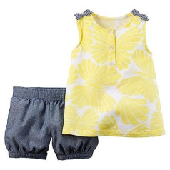 Carters 239G137 Mazuļu apģērbi, meiteņu 2-daļīgs tops un īss burbuļu komplekts, dzeltens/dzeltens