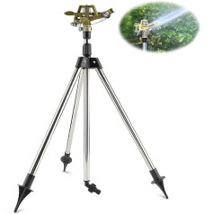 Cyrank Tripod Sprinkler Stand, Lawn Sprinkler Tripod with Stainless Steel Base Insert + Zinc Sprinkler Garden Sprinkler for Small Areas for Lawn Garden Yard