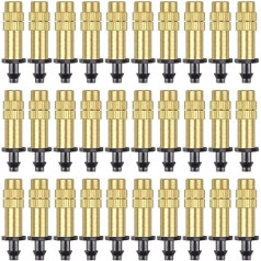 Kalolary 30-Piece Adjustable Copper Atomiser Nozzle Drip Irrigation Sprayer 4/7 mm Atomising Micro Sprinkler Garden Cooling Irrigation Equipment for Lawn Vegetables Greenhouse