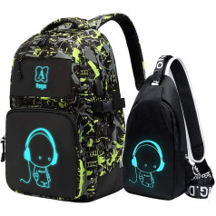 Asge Boys School Backpack, Girls, Teenagers, Cool School Daypacks, Kids Reflective School Bag, Outdoor Camping, Large School Bag, Waterproof Satchel, Shoulder Bag Set