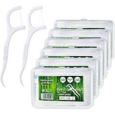 Yuede Dental Floss, 300 + 40 Pieces Dental Floss Sticks Toothpick Stick, Tooth Wire Dental Care Interdental Flossers with Y-Shape Design, Disposable Dental Cleaning Sticks (6 x 50 + 40 Pcs) (White)