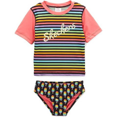 Skechers meiteņu peldkostīmu komplekts ar īsām piedurknēm izsitumu aizsargu, Ice Cream Black/Multi, 18 Monate
