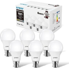 LVWIT B22 LED spuldze, 100 W Cool White, 6500 K, īpaši spilgta 1521 lm, matēta, klasiska LED spuldze (6 komplektā)