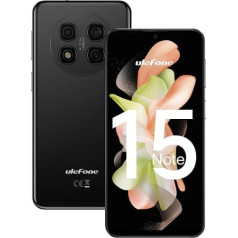 Ulefone Note 15 mobilais tālrunis bez līguma lēts līdz 5 GB + 32 GB/64 GB paplašināms Android 12 viedtālruņa 4000 mAh akumulators ar 8 MP kameru 6,22 collu HD+ 3 sloti/sejas ID/GPS/WiFi/8,9 mm biezs, melns