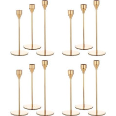 Lielisks komplekts ar 12 zelta svečturiem, metāla dekoratīviem svečturi, vintage svečturi mājas dekorēšanai, kāzām, vakariņām sveču gaismā, jubilejā, skapja dekorēšanai