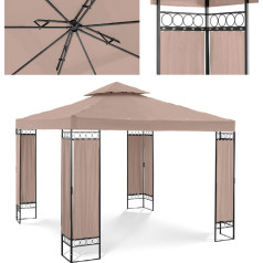 Dārza paviljona lapenes telts saliekamais jumts 3 x 3 x 2,6 m bēšs