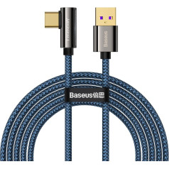 Leģendārs leņķiskais USB kabelis spēlētājiem USB-C 66W 2m zils