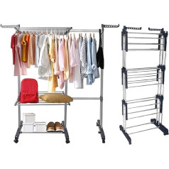 Johgee Clothes Airer Tower Clothes Dryer Large Stainless Steel Mobile Tower Extendable Drying Rack Foldable Drying Rack Drying Rack Drying Rack with Wheels