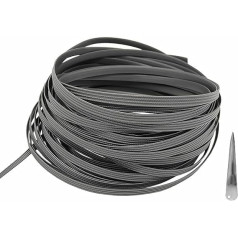 Rattan Furniture Fixing Kit (Includes Weaving Tool), Basket Weave Repair Material, Grey Flat Plastic Fabric for Knitting and Repairing Rattan Chairs, Table Basket (220 Feet) (Grey-1)