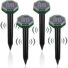 Flintronic Pack of 4 Solar Mole Repellent, Waterproof Solar Mole Repellent, Ultrasonic Solar Mole Repellent, Mole Repellent with IP65, Vole Repellent for the Garden