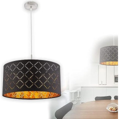 Piekarināmas lampas auduma abažūrs 1 spuldzes piekarināma gaisma guļamistabas lampa melns zelts (piekarināma lampa – viesistabas lampa — 40 cm — augstums 140 cm)