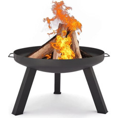 Mondeer Brazier Fire Bowl, Fire Pit, Tērauda Fire Bowl, Siltuma bedre dārzam, Kempings, Patio, HP04, Melns, 65 x 36,5 cm