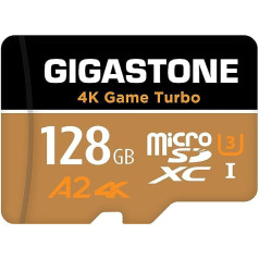 Gigastone 4K Game Turbo 128GB MicroSDXC Memory Card and SD Adapter with A2 App Performance up to 100/50MB/s, Compatible with Switch, UHS-I U3 Class 10 (5 Years Free Data Recovery)