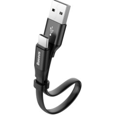 Plakans USB kabelis USB-C ar turētāju 2A 23CM melns