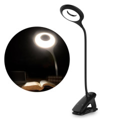 Bezvadu LED piespraužama lasīšanas lampiņa + micro USB kabelis melns