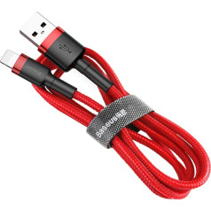 Izturīgs elastīgs kabelis USB vads Iphone Iphone Lightning QC3.0 2.4A 0.5M sarkans