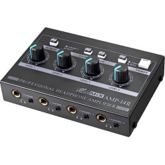 YGiTK 4 kanālu metāla stereo austiņu pastiprinātājs īpaši kompakts profesionālas austiņas pastiprinātājs mono/stereo RCA 5 mm & 6,35 mm ieeja/izeja ar barošanas avota audio kabeli maziem klubiem bāriem Skatuves mikseris