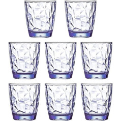 8 Pack 300ml Unbreakable Plastic Tumblers Dishwasher Safe BPA Free Juice Glasses Highball Water Glasses (Blue)