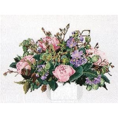 Thea Gouverneur - Cross Stitch Kit - Peonies - Linen - 32 Count - For Adults - 1080