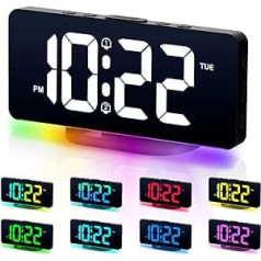 VINILITE Digital Alarm Clock with Light Digital Children's Alarm Clock with 10 Colours Night Light Large LED Display Table Clock with 2 Alarms USB Rechargeable 12/24 HR