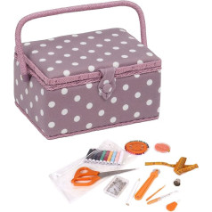 Hobby Gift Exclusive Pre-filled Craft Box with 94 Piece Sewing Kit, Mauve Spot, Medium, MRM121F