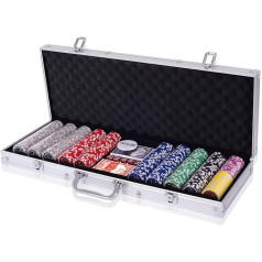 COSTWAY Poker Set Poker Case 300 Laser Chips Aluminium Case incl. Complete Set