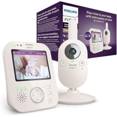 Philips Avent Baby Monitor with Camera Premium - Safe Video Baby Monitor, 3.5 Inch Screen, 4x Zoom, Night Vision, Intercom Function, Lullabies, Room Temperature, Baby Monitor (Model SCD891/26)