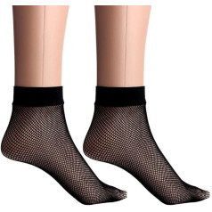 Koly Long® 1 Pairs Lady Point Fishnet Sheer Silk Short Socks Black