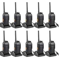 Retevis RT27 PMR Radio Set, 16 Channels Radio with Headset, Walkie Talkie Licence-Free with USB Charging Cradle, CTCSS/DCS VOX Emergency Call, Radios for Security Service, School (Pack of 10, Black)