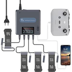 6 in 1 LCD Display Dual Charging Mode Battery Charger Intelligent Charger Hub Charging Station for DJI Mavic 3 Drone