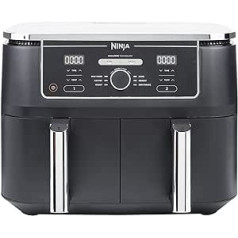 Ninja Foodi MAX Dual Zone [AF400EU] Hot Air Fryer, 2 Large Frying Compartments, 6 Functions, 2 Independent Garzones, 9.5 Litres, 65% Save Energy Costs