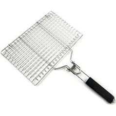 SH-RuiDu Tragbarer Grillkorb, Edelstahl, Grill-Kochgeschirr mit abnehmbarem Holzgriff zum Grillen von Fisch, Gemüse, Steak