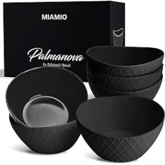 MIAMIO 6 x 800 ml - Bowl Set/Cereal Bowl Set - Modern Bowls Matt - Large Bowls Set - Palmanova Collection (Black)