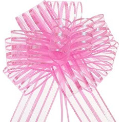 sourcing map 15pcs 15pcs 6 inch Organza Bows Gift Bows Ribbon Chiffon Yarn Pink for Wedding Hamper Gifts Christmas Valentine's Day