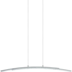 EGLO LED Pendelleuchte Pertini, 2 flammige Hängelampe, Hängeleuchte aus Stahl, Aluminium und Kunststoff, Esstischlampe, Wohnzimmerlampe hängend in Chrom, Transparent