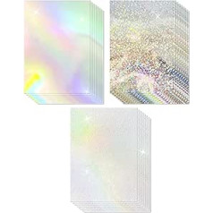 Cinvo 30 Pieces Metallic Holographic Cards Shiny Iridescent A4 Thick Card Card Mirror Paper Reflective Board for Card Making Scrapbooking Poster (8.5 x 11 inch, 3 Designs)